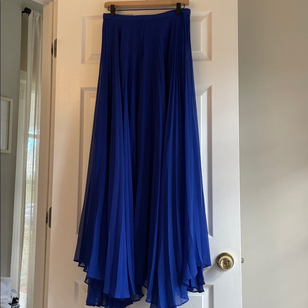 Alice + Olivia Royal Blue Pleated Maxi Skirt